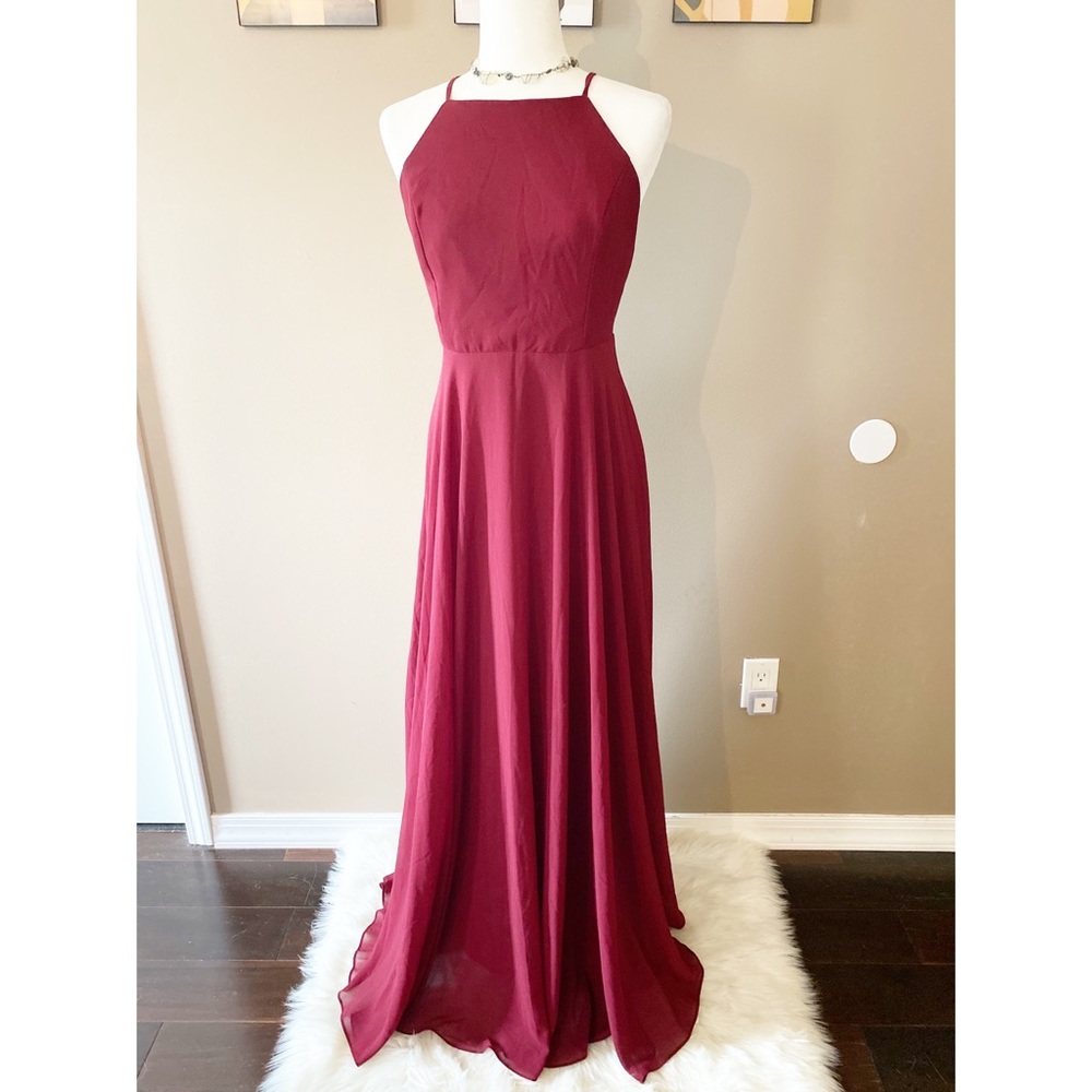 Lulu’s Mythical Kind Of Love Wine Gown Dress - Picture 3 of 9